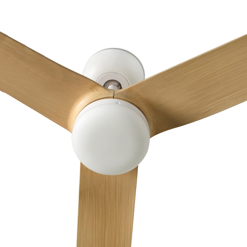 FARO 33816WT-20 - Ventilatore da soffitto dimmerabile a LED PUNT M LED/18W/230V marrone/bianco diametro 132 cm Wi-Fi Tuya + telecomando