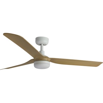 FARO 33816WT-20 - Ventilatore da soffitto dimmerabile a LED PUNT M LED/18W/230V marrone/bianco diametro 132 cm Wi-Fi Tuya + telecomando
