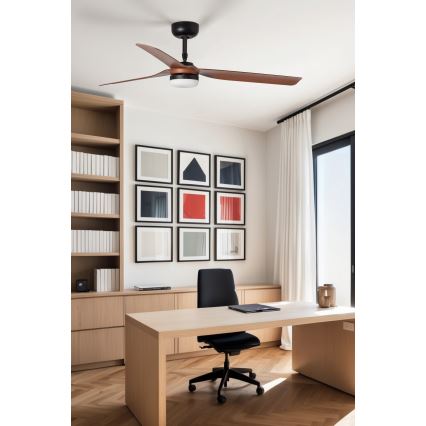 FARO 33817WT-21 - Ventilatore da soffitto LED dimmerabile PUNT M LED/18W/230V marrone/nero Ø 132 cm Wi-Fi Tuya + telecomando