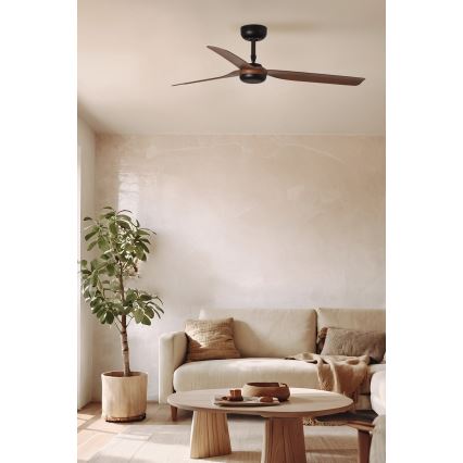 FARO 33817WT - Ventilatore da soffitto PUNT M marrone/nero diametro 132 cm Wi-Fi Tuya + telecomando