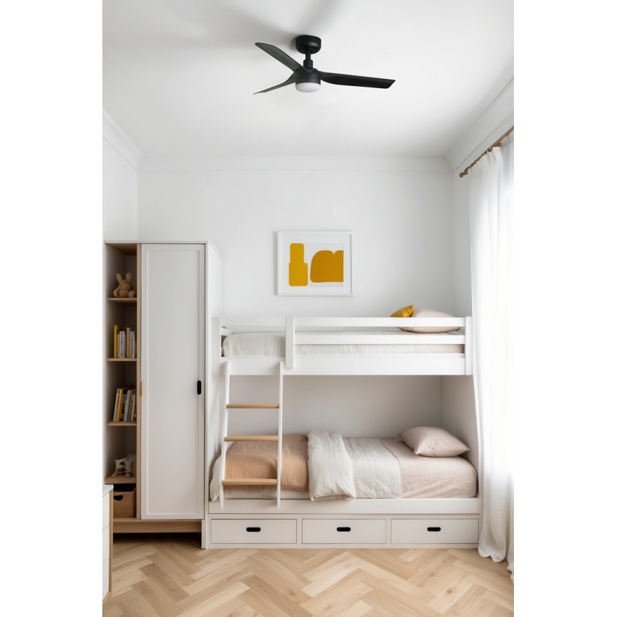 FARO 33822-1TW - Ventilatore da soffitto LED dimmerabile MINI PUNT con LED 10 W (2700/3000/4000 K), nero Ø 90 cm + telecomando