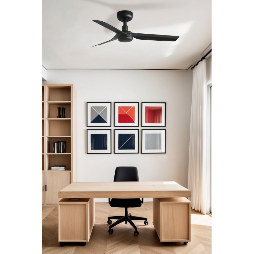 FARO 33822WT - Ventilatore da soffitto MINI PUNT S nero diametro 90 cm Wi-Fi Tuya + telecomando