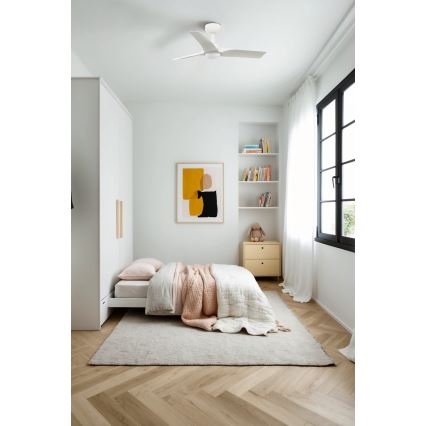 FARO 33824-1TW - Ventilatore da soffitto LED dimmerabile HEY S LED/10W/230V 2700/3000/4000K bianco Ø 90 cm + telecomando