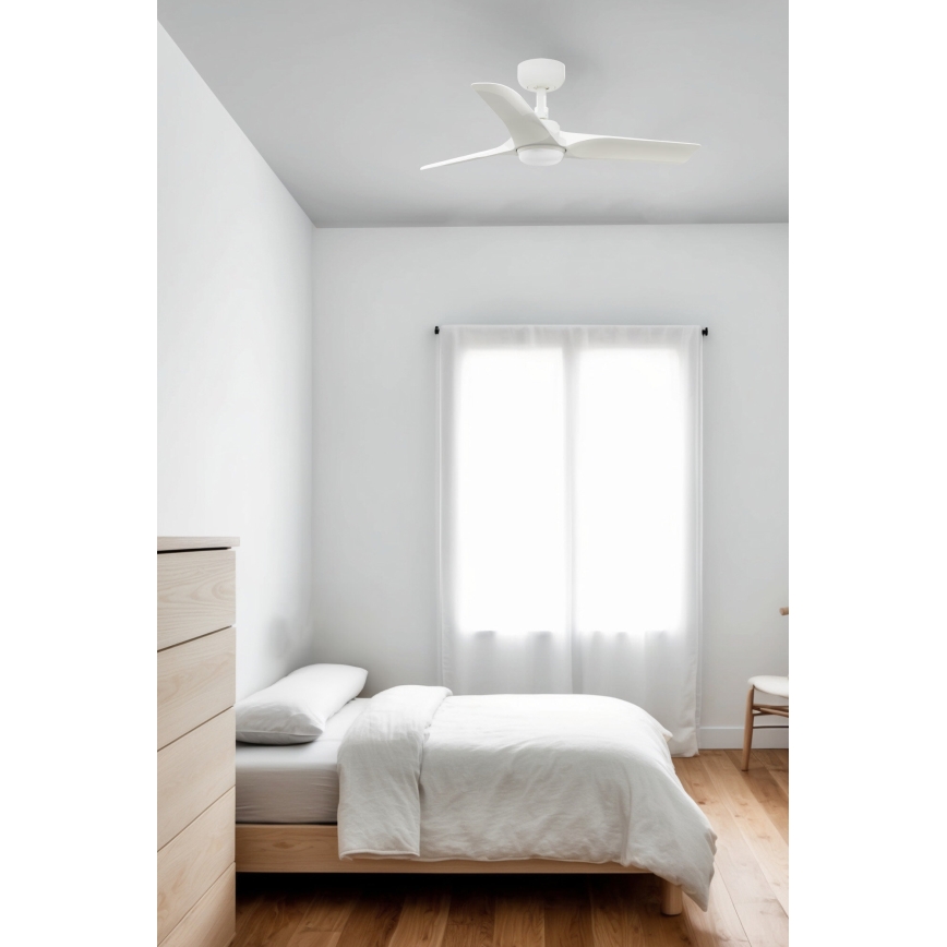 FARO 33824WT-1TW - Ventilatore da soffitto dimmerabile a LED HEY S LED/10W/230V 2700/4000/6000K bianco diametro 90 cm Wi-Fi Tuya + telecomando