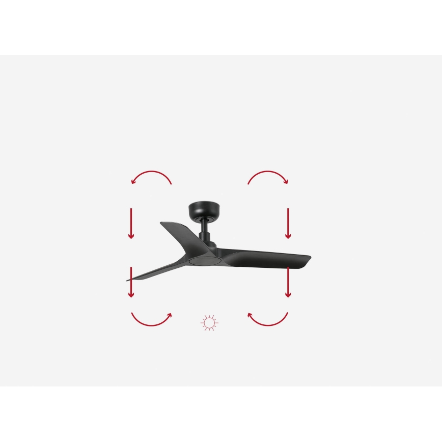 FARO 33825WP - Ventilatore da soffitto HEY S nero diametro 90 cm SMART + telecomando