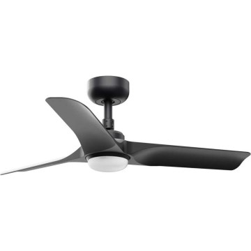 FARO 33825WT1S - Ventilatore da soffitto dimmerabile LED HEY S LED/10W/230V 2700/3000/4000K Ø 90 cm nero Wi‑Fi Tuya + telecomando