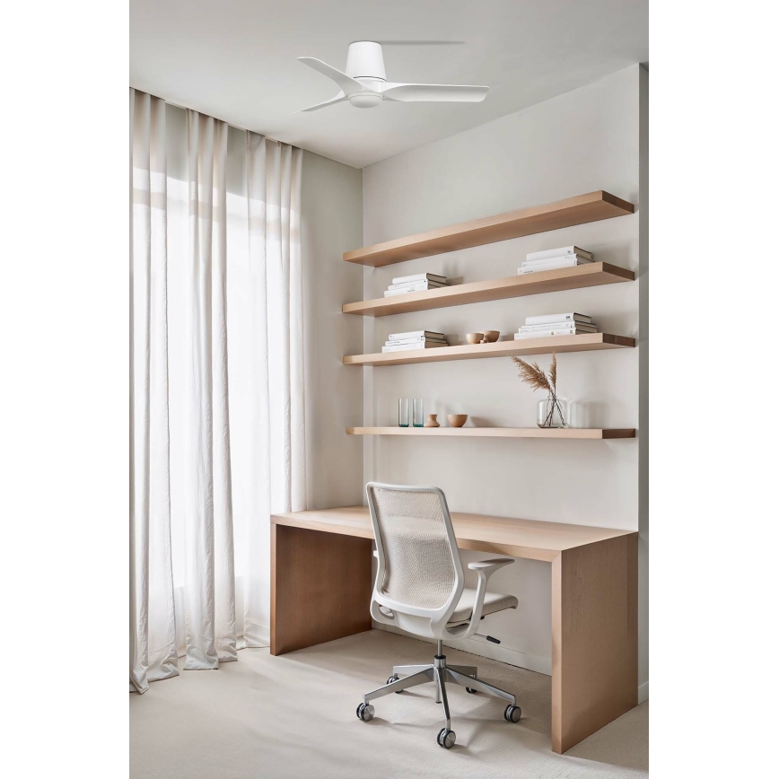 FARO 33826-1TW - Ventilatore da soffitto con LED dimmerabile HEY TUB S, 10W/230V, 2700/3000/4000K, bianco, diametro 90 cm + telecomando
