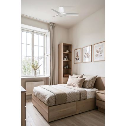 FARO 33826WT-1TW - Ventilatore da soffitto dimmerabile a LED HEY TUB S LED/10W/230V 2700/4000/6000K bianco diametro 90 cm Wi-Fi Tuya + telecomando