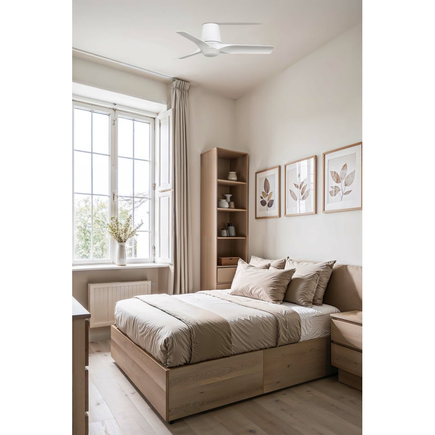 FARO 33826WT-1TW - Ventilatore da soffitto dimmerabile a LED HEY TUB S LED/10W/230V 2700/4000/6000K bianco diametro 90 cm Wi-Fi Tuya + telecomando