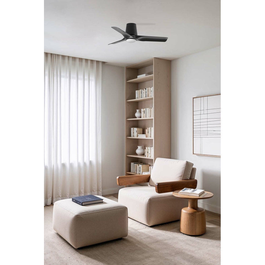 FARO 33827-1TW - Ventilatore da soffitto LED dimmerabile HEY TUB con LED/10W/230V 2700/3000/4000K nero Ø 90 cm + telecomando