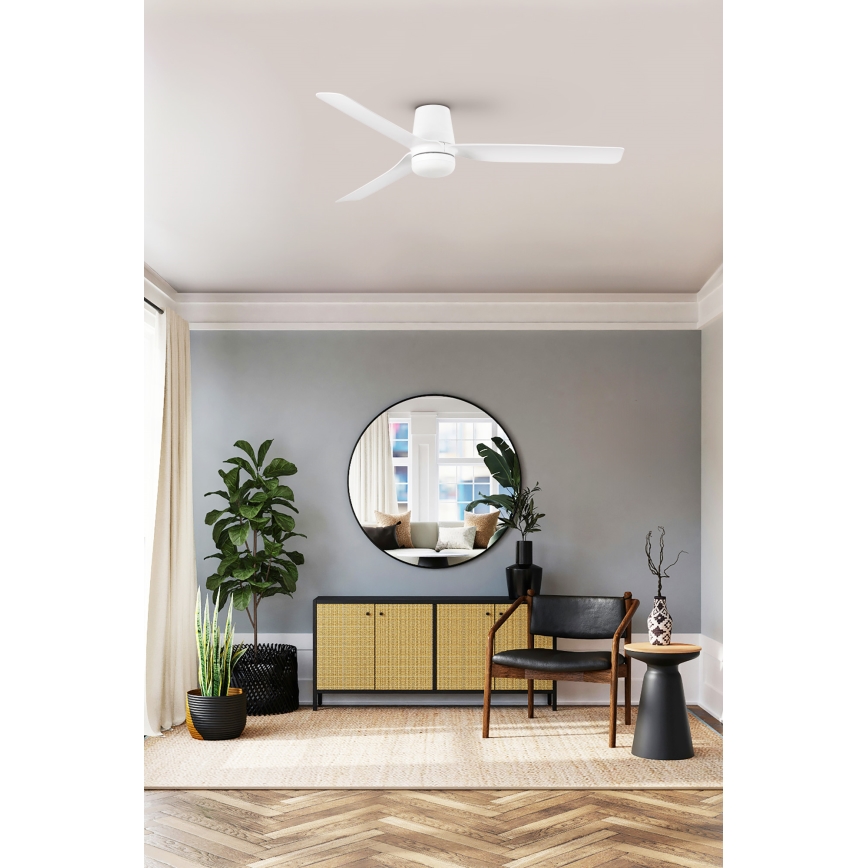 FARO 33828WT1S - Ventilatore da soffitto LED dimmerabile PUNT TUB M LED/18W/230V 2700/3000/4000K Ø 132 cm bianco Wi-Fi Tuya + telecomando