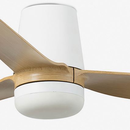 FARO 33829-1TW - Ventilatore da soffitto LED dimmerabile PUNT TUB M LED/18W/230V 2700/3000/4000K Ø 130 cm bianco/marrone+ telecomando