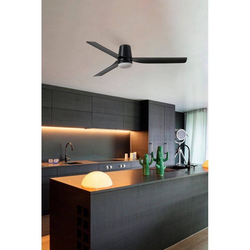 FARO 33829-1TW - Ventilatore da soffitto LED dimmerabile PUNT TUB M LED/18W/230V 2700/3000/4000K Ø 130 cm bianco/marrone+ telecomando
