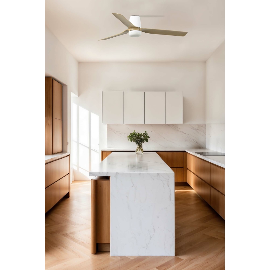 FARO 33829 - Ventilatore da soffitto PUNT TUB M marrone/bianco diametro 130 cm + telecomando
