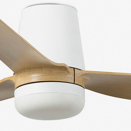FARO 33829WT1S - Ventilatore da soffitto LED dimmerabile PUNT TUB M LED/18W/230V 2700/3000/4000K Ø 132 cm beige/bianco Wi-Fi Tuya + telecomando