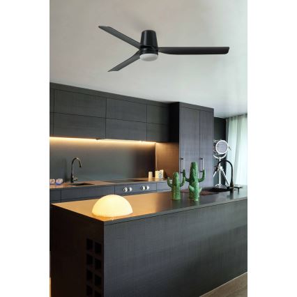 FARO 33830WT1S - Ventilatore da soffitto LED dimmerabile PUNT TUB M LED/18W/230V 2700/3000/4000K Ø 132 cm nero Wi‑Fi Tuya + telecomando