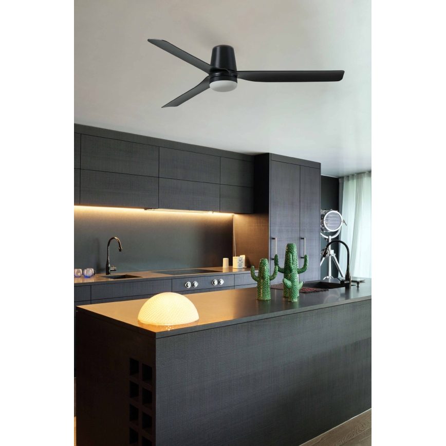 FARO 33830WT1S - Ventilatore da soffitto LED dimmerabile PUNT TUB M LED/18W/230V 2700/3000/4000K Ø 132 cm nero Wi‑Fi Tuya + telecomando