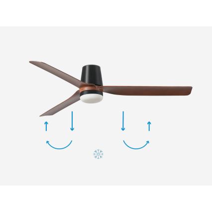 FARO 33831-1TW - Ventilatore da soffitto dimmerabile a LED PUNT TUB M LED/18W/230V 3000/4200/6500K diametro 130 cm marrone/nero + telecomando