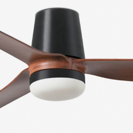 FARO 33831WT1S - Ventilatore da soffitto LED dimmerabile PUNT TUB M LED/18W/230V 2700/3000/4000K Ø132 cm marrone/nero Wi‑Fi Tuya + telecomando