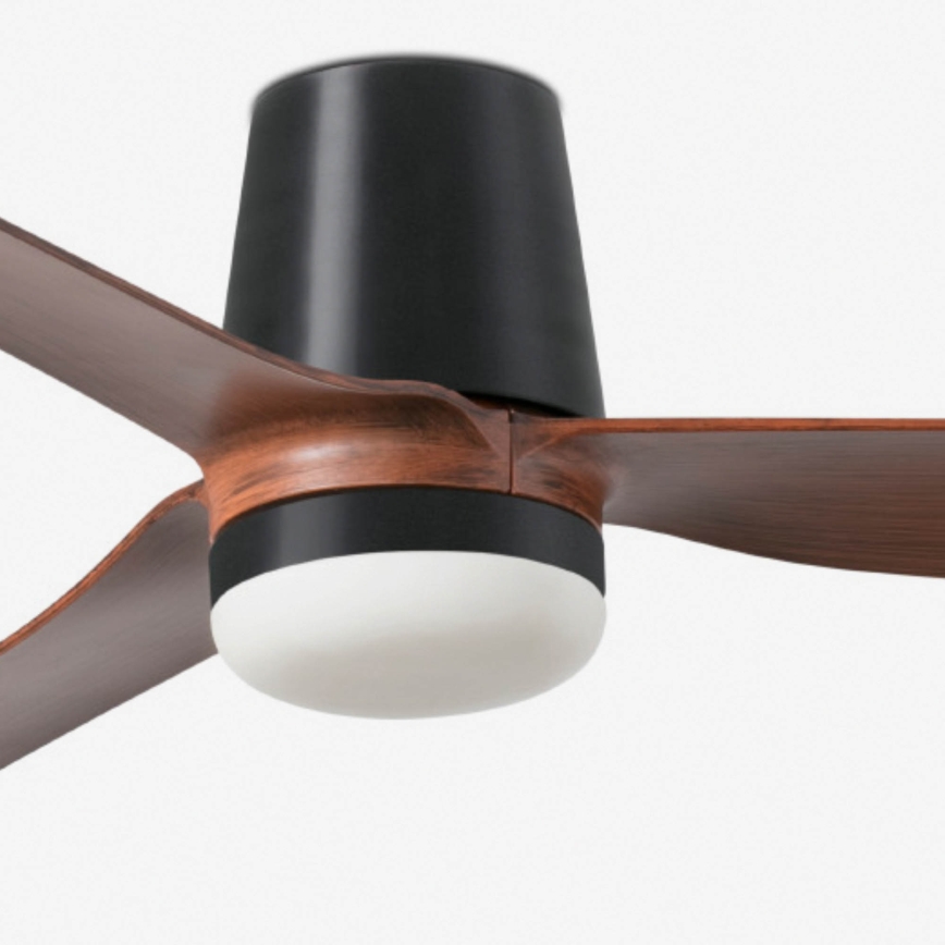 FARO 33831WT1S - Ventilatore da soffitto LED dimmerabile PUNT TUB M LED/18W/230V 2700/3000/4000K Ø132 cm marrone/nero Wi‑Fi Tuya + telecomando