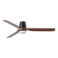 FARO 33831WT1S - Ventilatore da soffitto LED dimmerabile PUNT TUB M LED/18W/230V 2700/3000/4000K Ø132 cm marrone/nero Wi‑Fi Tuya + telecomando