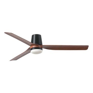 FARO 33831WT1S - Ventilatore da soffitto LED dimmerabile PUNT TUB M LED/18W/230V 2700/3000/4000K Ø132 cm marrone/nero Wi‑Fi Tuya + telecomando