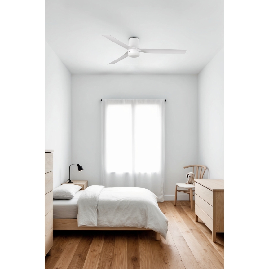 FARO 33832WT-1TW - Ventilatore da soffitto dimmerabile a LED MINI PUNT TUB S LED/10W/230V 2700/4000/6000K bianco diametro 90 cm Wi-Fi Tuya + telecomando