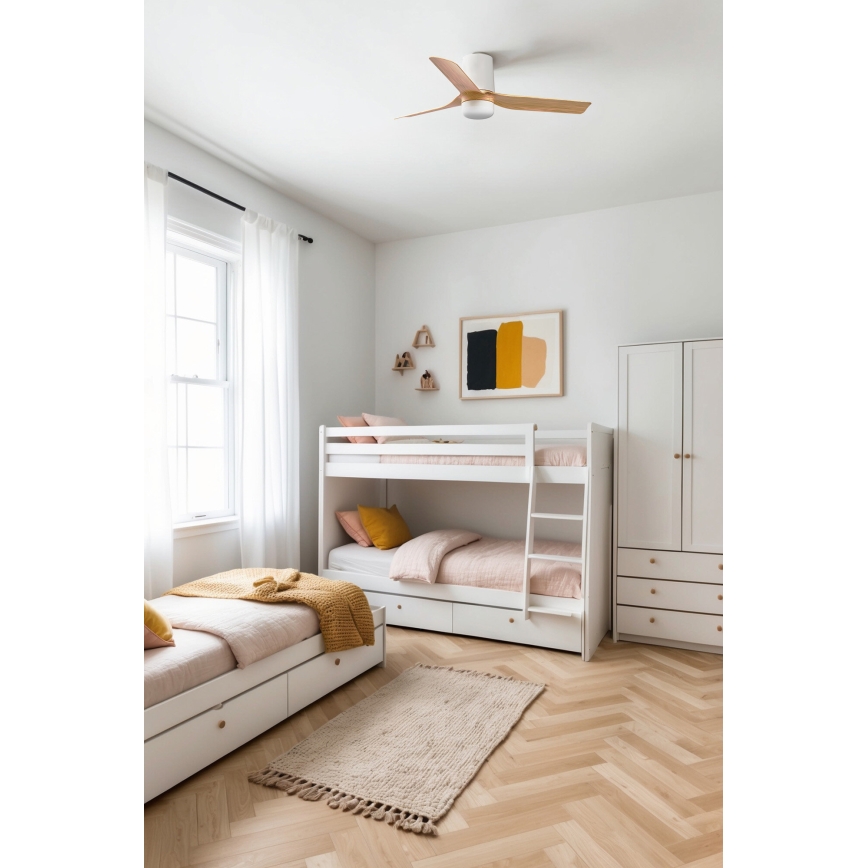 FARO 33833-1TW - Ventilatore da soffitto LED dimmerabile MINI PUNT TUB con LED/10W/230V 2700/3000/4000K Ø 90 cm marrone/bianco + telecomando