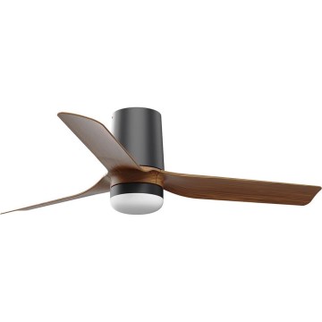 FARO 33835-1TW - Ventilatore da soffitto LED dimmerabile MINI PUNT TUB con LED/10W/230V 2700/3000/4000K Ø 90 cm marrone/nero + telecomando