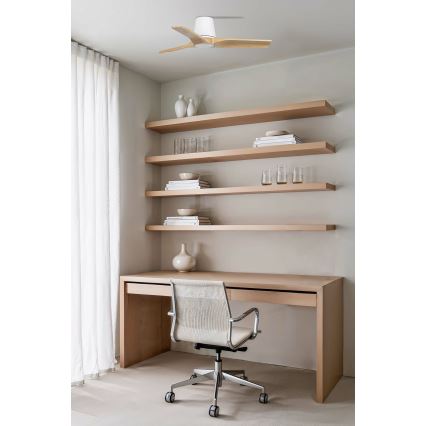 FARO 33836 - Ventilatore da soffitto HEYWOOD TUB pino/bianco diam. 90 cm + telecomando