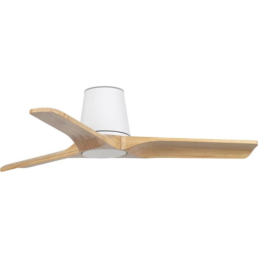 FARO 33836WT - Ventilatore da soffitto HEYWOOD TUB S pino/bianco diametro 90 cm Wi-Fi Tuya + telecomando