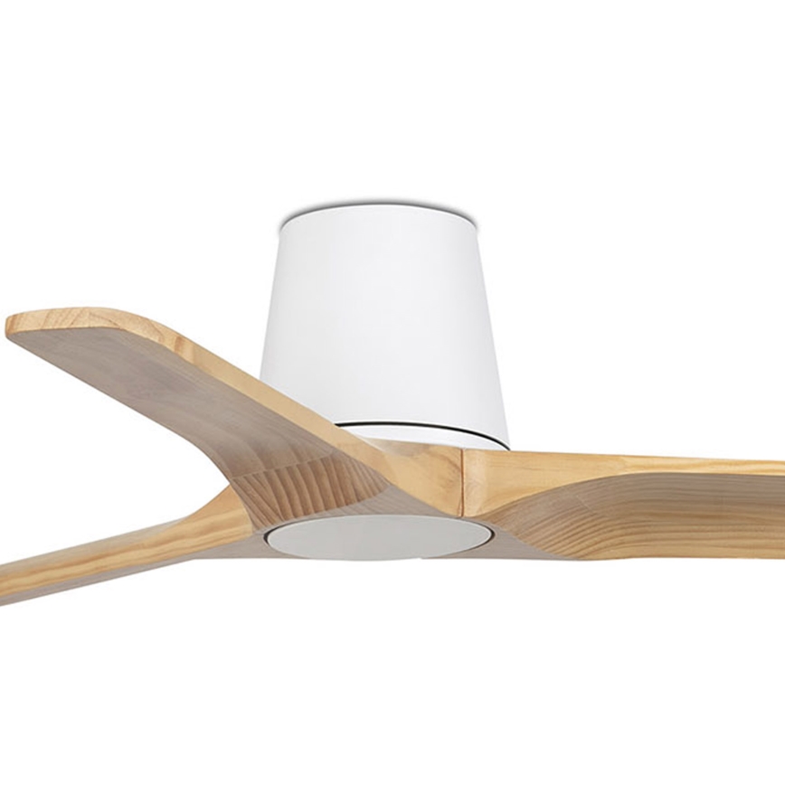 FARO 33836WT - Ventilatore da soffitto HEYWOOD TUB S pino/bianco diametro 90 cm Wi-Fi Tuya + telecomando