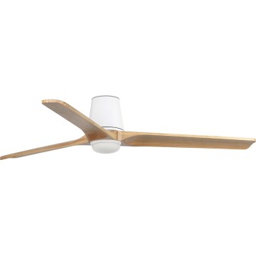 FARO 338381S - Ventilatore da soffitto dimmerabile HEYWOOD TUB L LED/10W/230V 2700/3000/4000K Ø 132 cm legno/bianco + telecomando