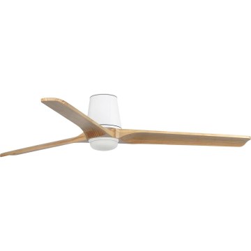 FARO 33838WT-1TW - Ventilatore da soffitto dimmerabile LED HEYWOOD TUB L LED/10W/230V 2700/3000/4000K pino/bianco Ø 132 cm Wi-Fi Tuya + telecomando