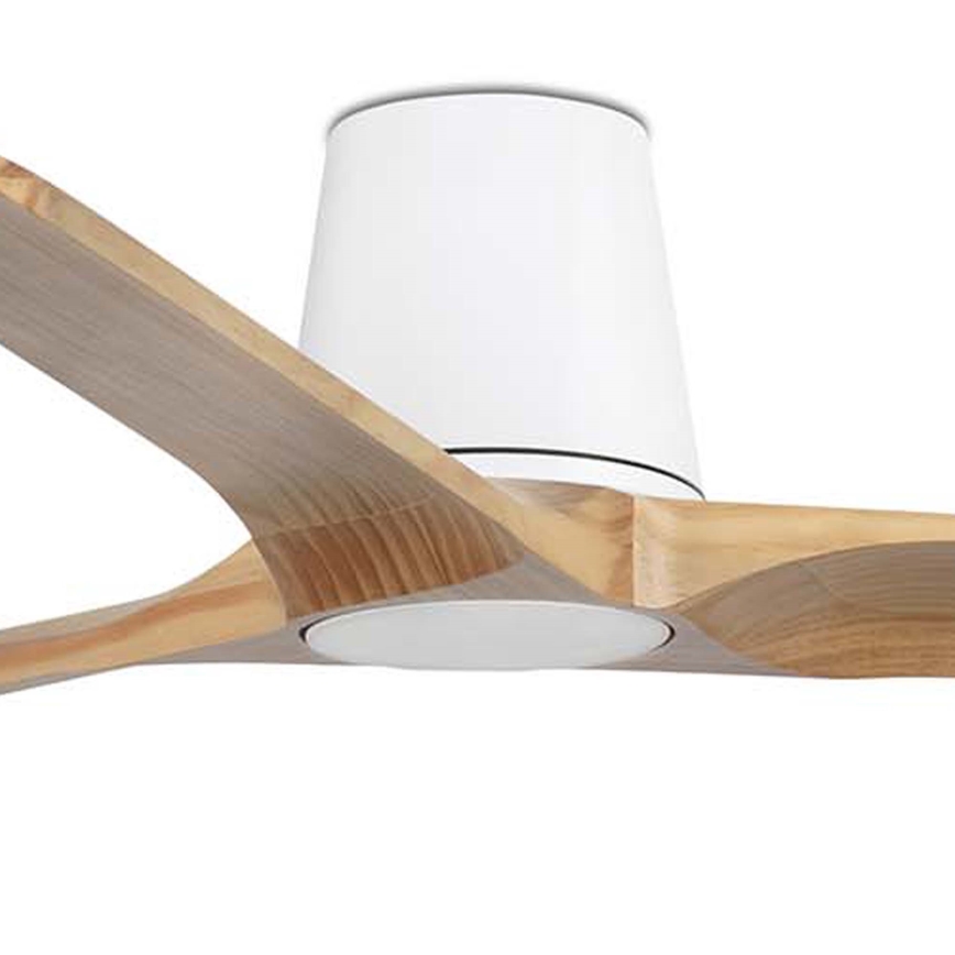 FARO 33838WT - Ventilatore da soffitto HEYWOOD TUB L pino/bianco diametro 132 cm Wi-Fi Tuya + telecomando