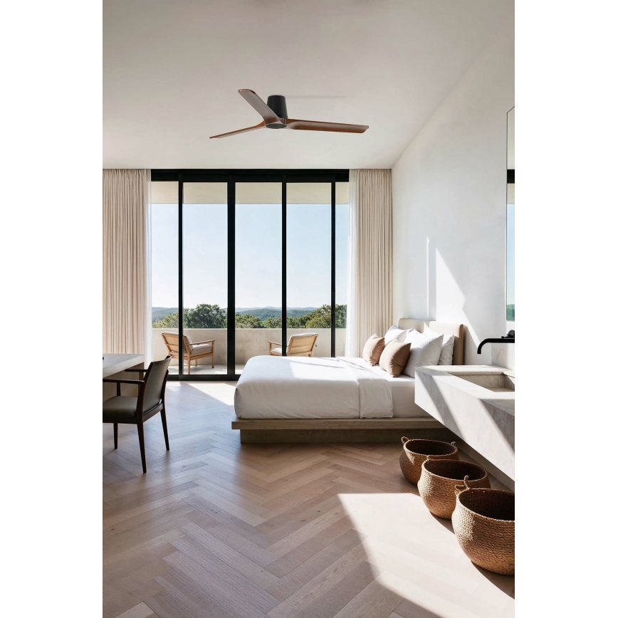 FARO 33839 - Ventilatore da soffitto HEYWOOD TUB L pino/nero diam. 132 cm + telecomando