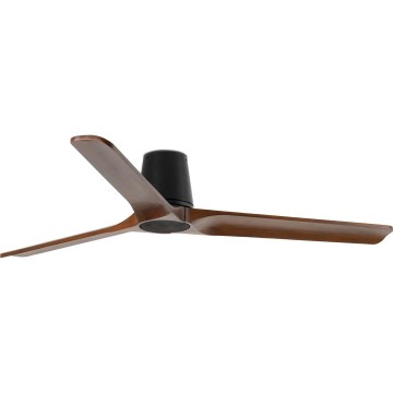 FARO 33839WT - Ventilatore da soffitto HEYWOOD TUB L pino/nero diam. 132 cm Wi-Fi Tuya + telecomando