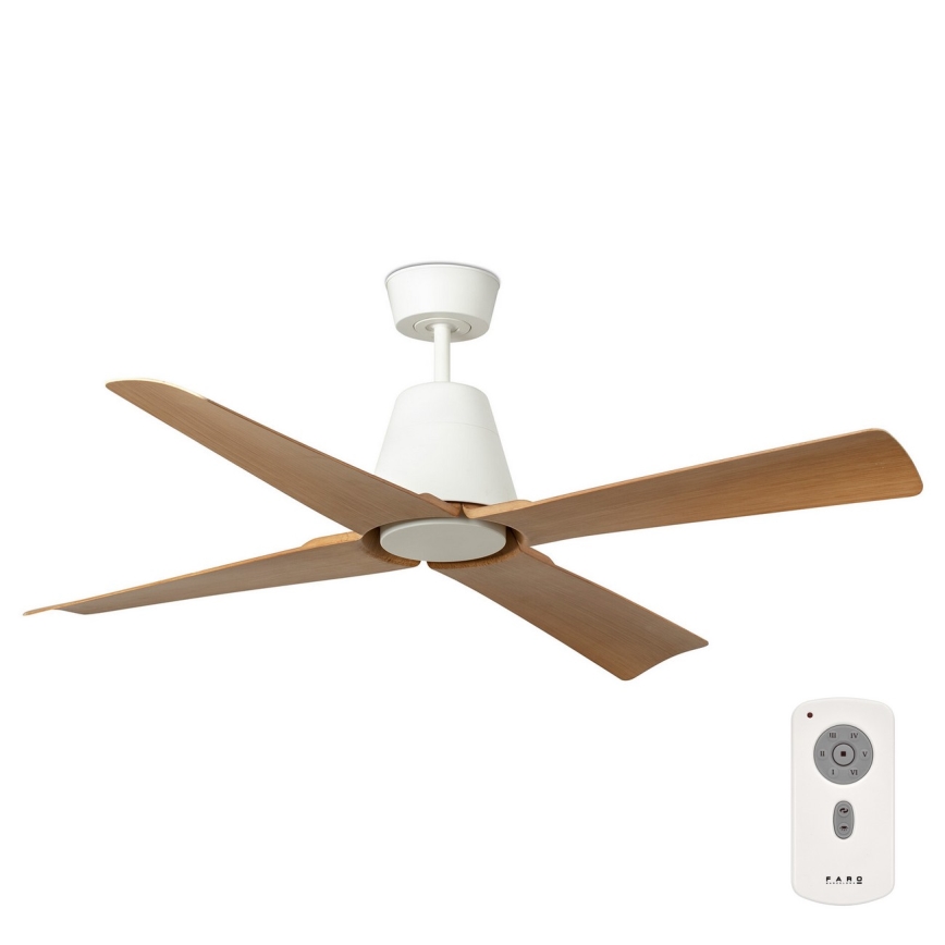 FARO 34105 - Ventilatore da soffitto TYPHOON M marrone/bianco IP44 + telecomando