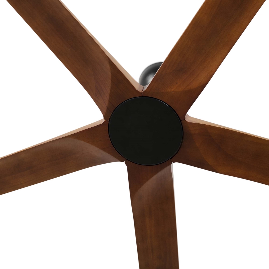 FARO 34190WT - Ventilatore da soffitto BIGWOOD XL pino/nero diam. 200 cm Wi-Fi Tuya + telecomando