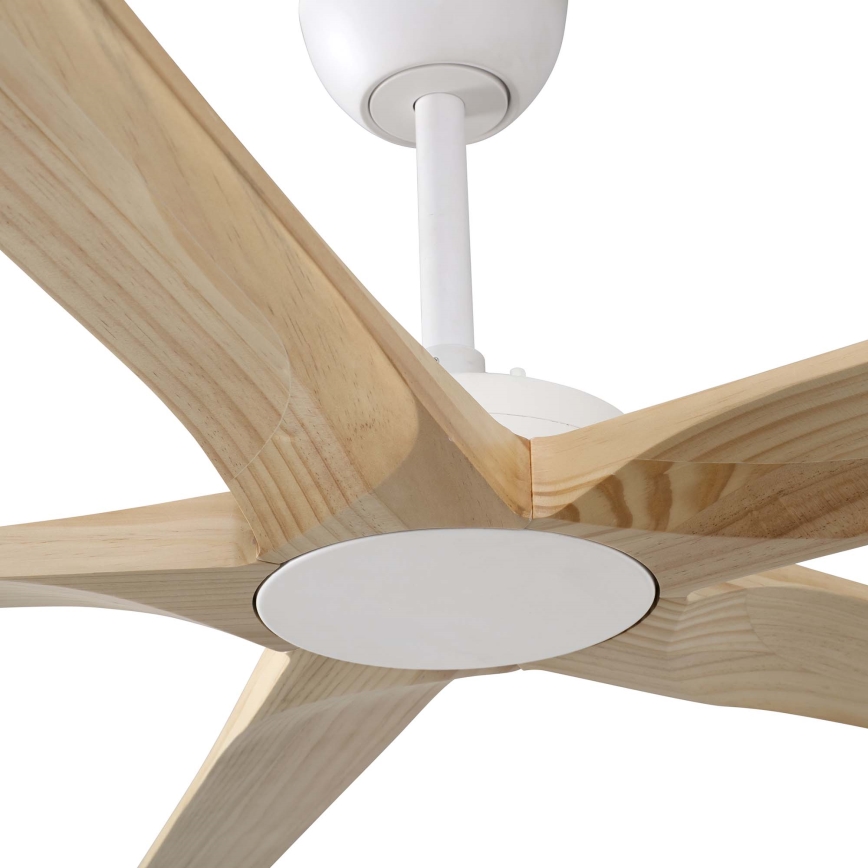 FARO 34191WT - Ventilatore da soffitto BIGWOOD XL pino/bianco diametro 200 cm Wi-Fi Tuya + telecomando