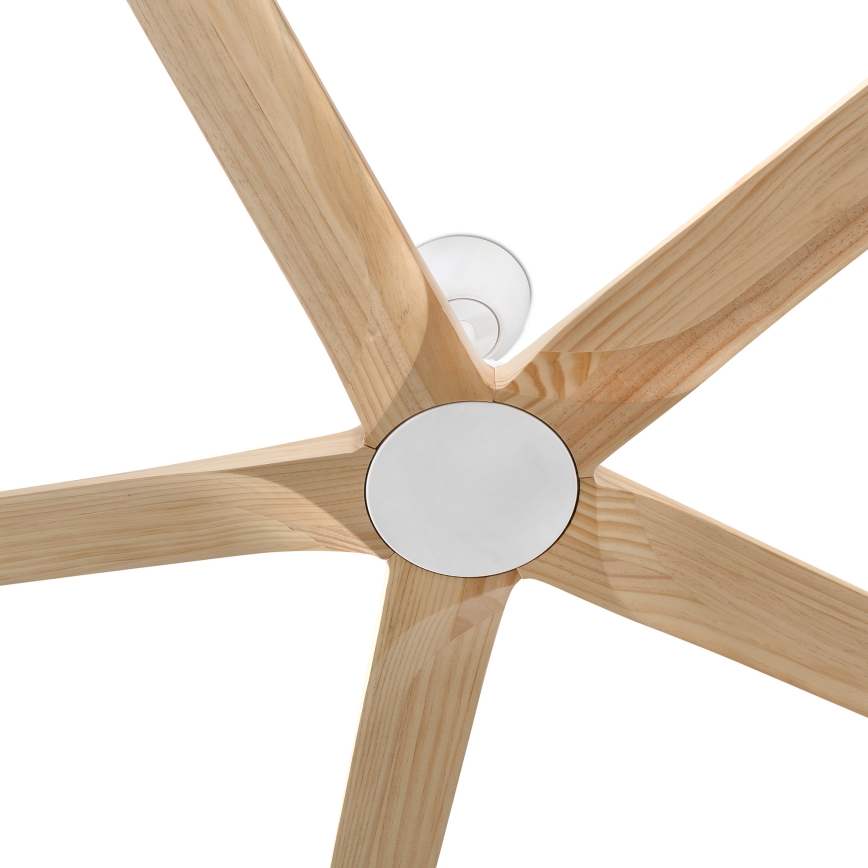 FARO 34191WT - Ventilatore da soffitto BIGWOOD XL pino/bianco diametro 200 cm Wi-Fi Tuya + telecomando