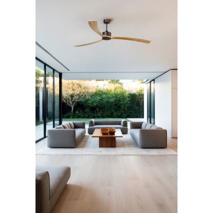 FARO 34200WPA - Ventilatore da soffitto KAUAI XXL legno/nero d. 240 cm SMART + telecomando