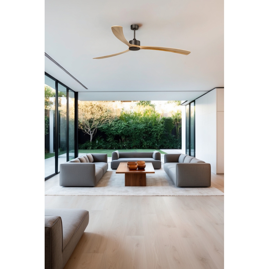 FARO 34200WPA - Ventilatore da soffitto KAUAI XXL legno/nero d. 240 cm SMART + telecomando