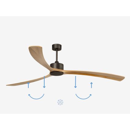 FARO 34200WPA - Ventilatore da soffitto KAUAI XXL legno/nero d. 240 cm SMART + telecomando