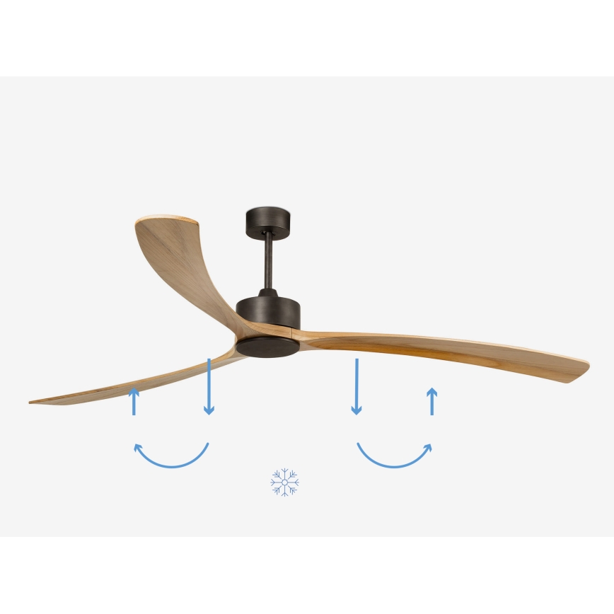 FARO 34200WPA - Ventilatore da soffitto KAUAI XXL legno/nero d. 240 cm SMART + telecomando