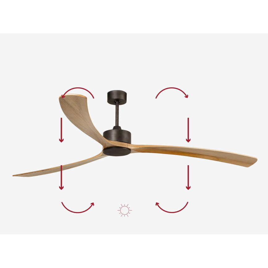 FARO 34200WPA - Ventilatore da soffitto KAUAI XXL legno/nero d. 240 cm SMART + telecomando