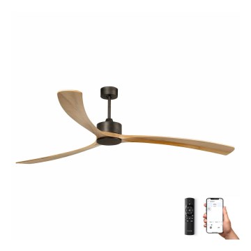 FARO 34200WPA - Ventilatore da soffitto KAUAI XXL legno/nero d. 240 cm SMART + telecomando