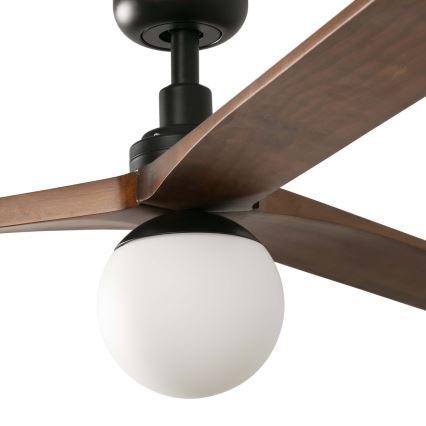 FARO 34276WT-11L - Ventilatore da soffitto KLIM L 1xE27/15W/230V legno/nero diametro 150 cm Wi-Fi Tuya + telecomando