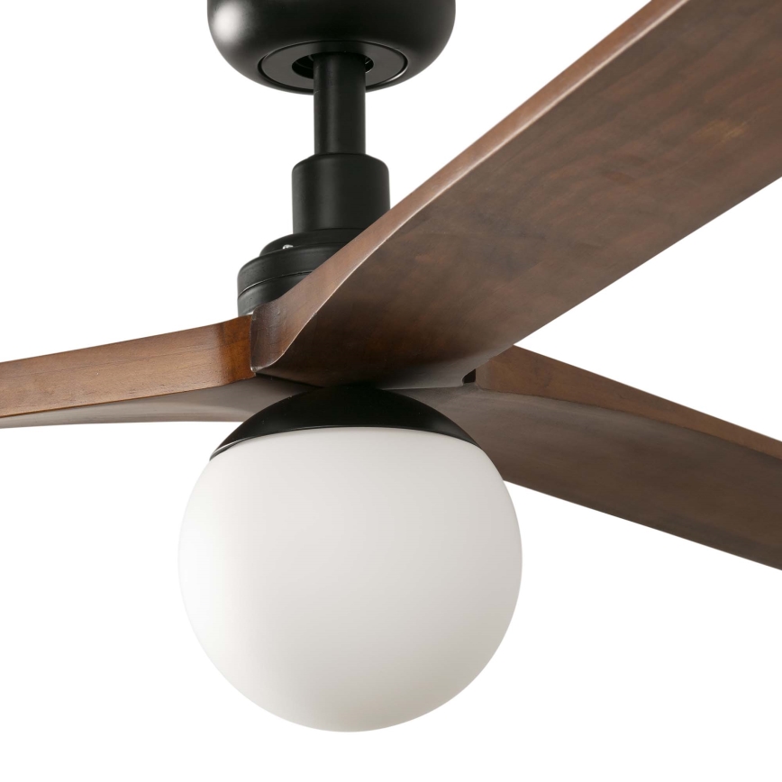 FARO 34276WT-11L - Ventilatore da soffitto KLIM L 1xE27/15W/230V legno/nero diametro 150 cm Wi-Fi Tuya + telecomando
