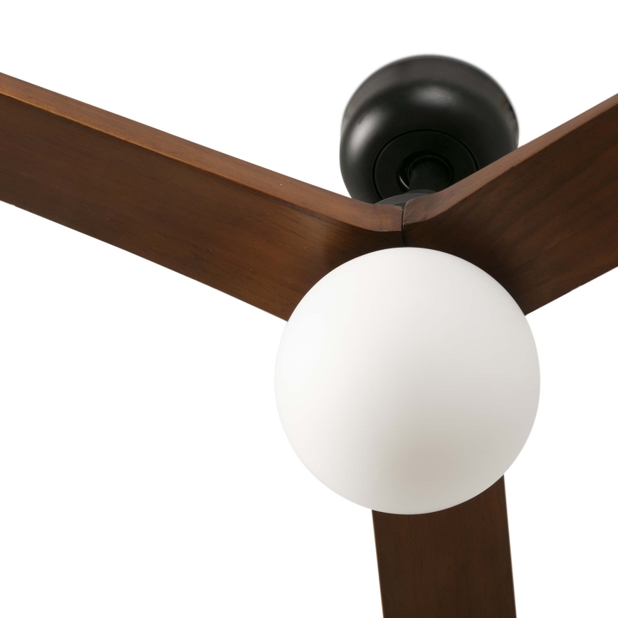 FARO 34276WT-11L - Ventilatore da soffitto KLIM L 1xE27/15W/230V legno/nero diametro 150 cm Wi-Fi Tuya + telecomando